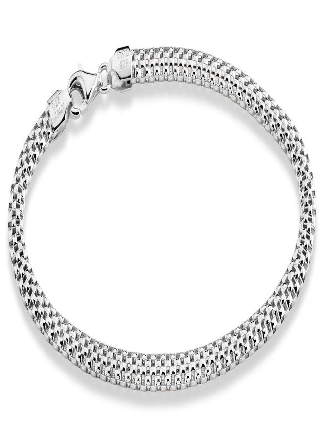 Miabella 925 Sterling Silver Italian 4mm Mesh Link Chain Bracelet for Women, Made in Italy (Length 6.5 Inches) - Image 2